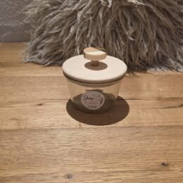Sehr Schönes Glas mit Holzdeckel und schönem Holzmetallgriff