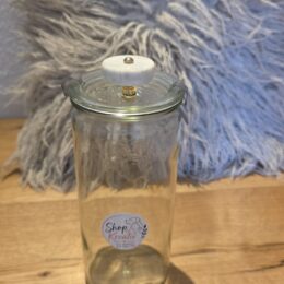 Grosses Aufbewahrungsglas mit Glasdeckel und Steingriff