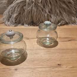 Kleines Schmuckglas  mit kleinen Keramikgriff in türkis oder grau